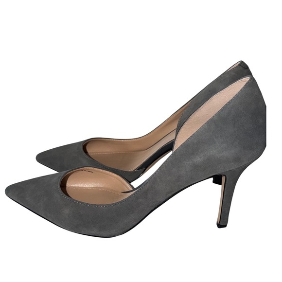 White House Black Market Ella Asphalt DOrsay Heels Pumps Gray Suede‎ Size 8M - Picture 5 of 7